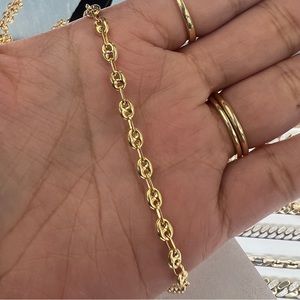 14k Yellow Gold Puff Link / Chunky Mariner Chain